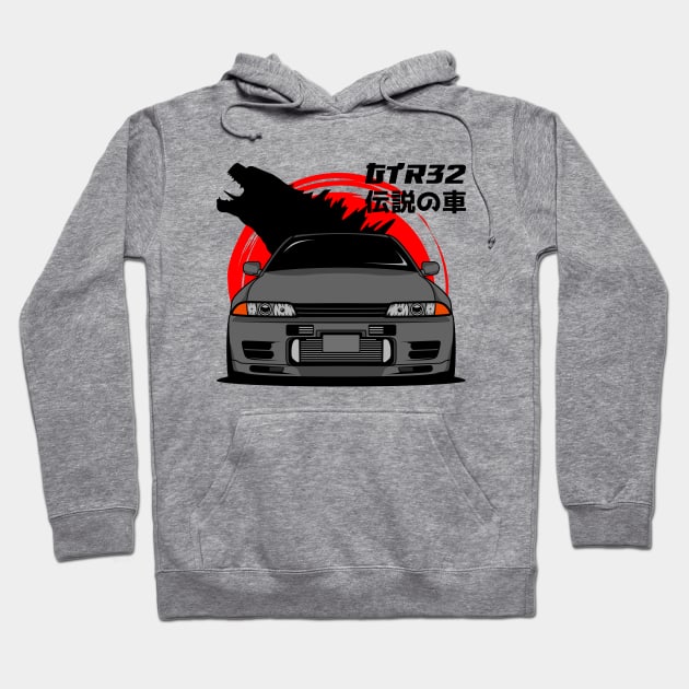 JDM Grey R32 Hoodie by GoldenTuners